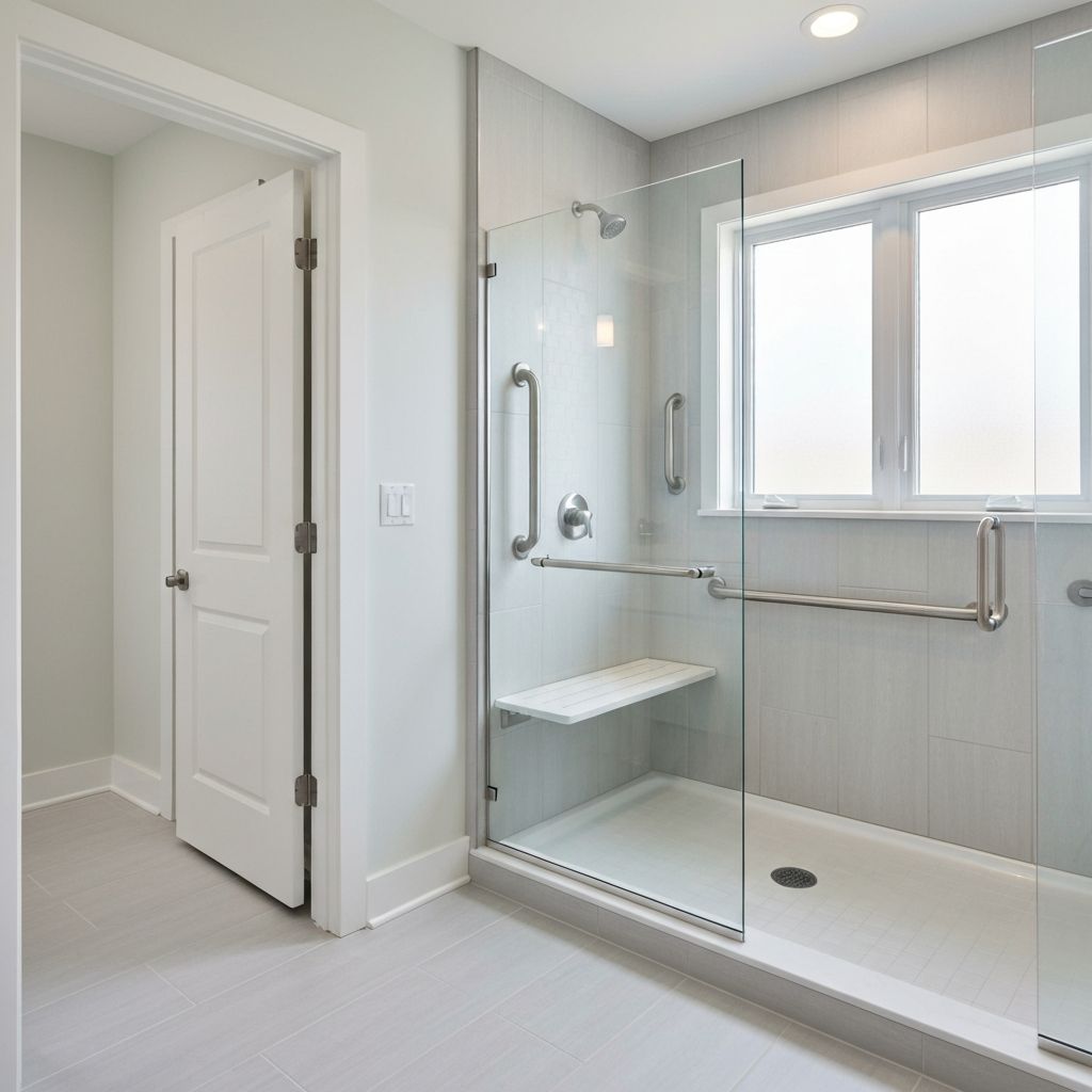 Accessible bathroom renovation with walk-in shower