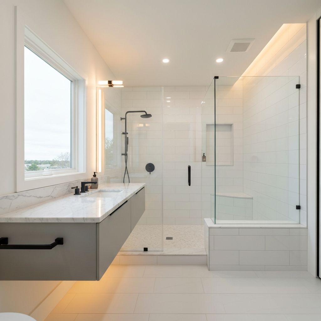 Modern luxury bathroom renovation in Oakville